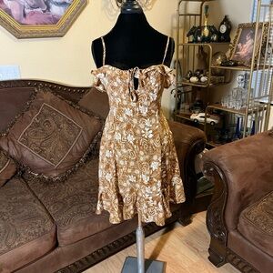 Floral Brown Off-Shoulder Dress